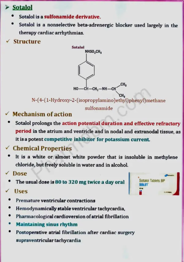 sotalol - Structure, Mechanism of action