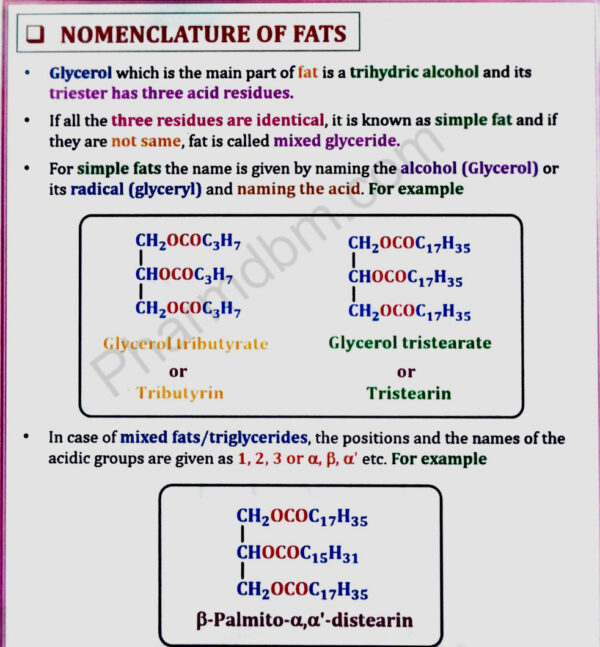 Nomenclature of fats