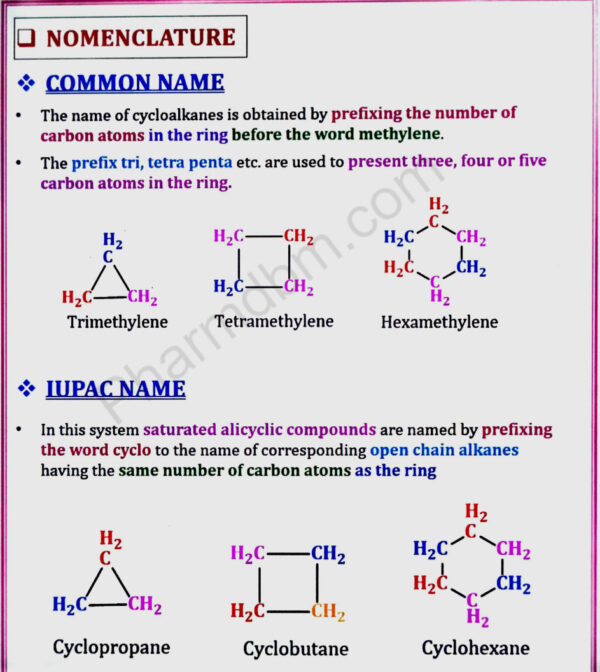 Nomenclature of Cycloalkanes