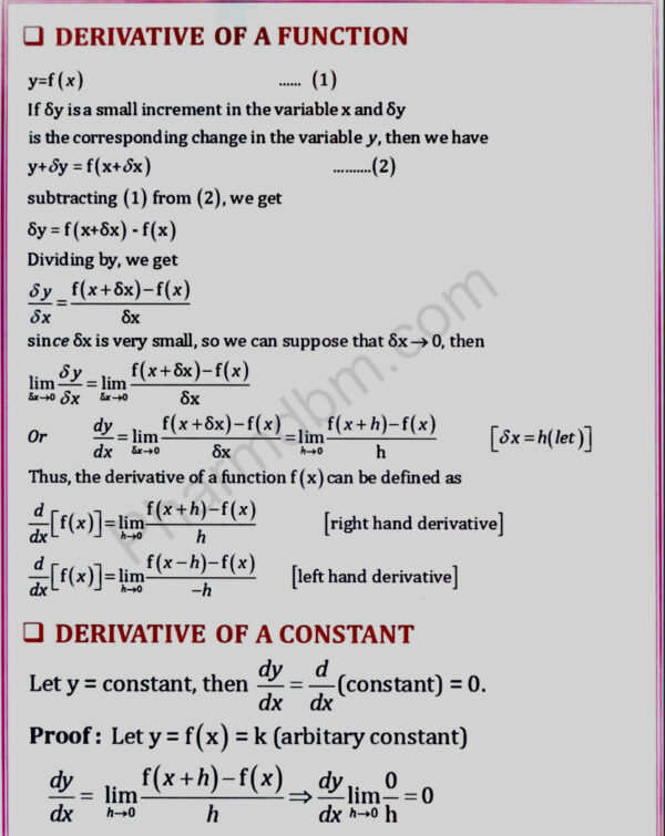 Derivative of a function