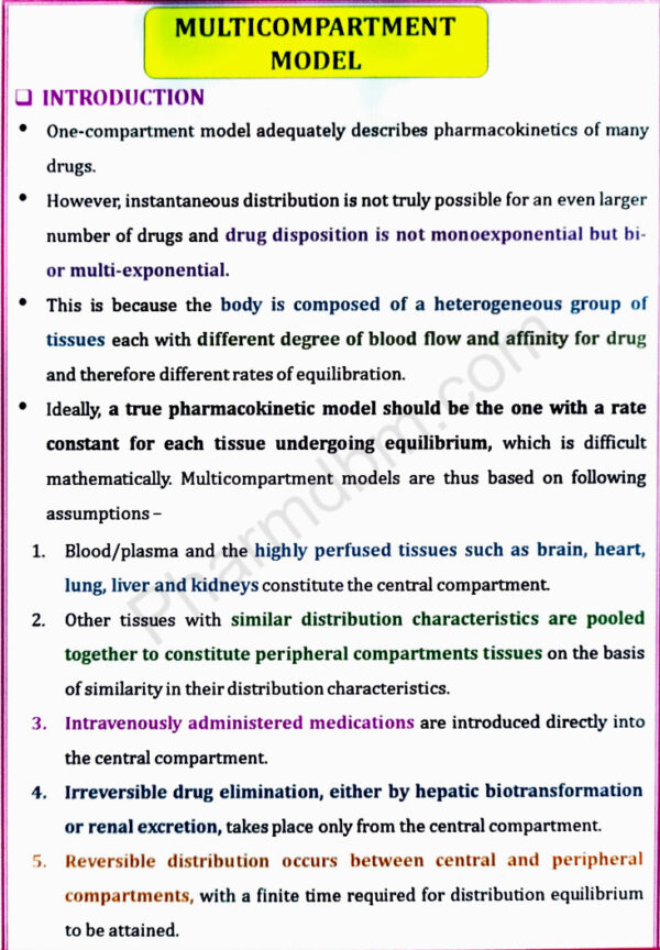 Multicompartment Model - Biopharmaceutics