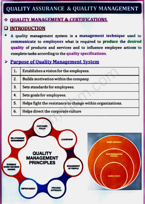 Quality Management and Certifications