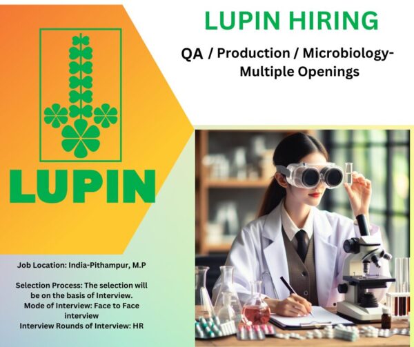 Lupin Hiring for QA / Production / Microbiology