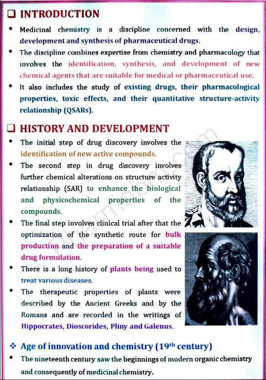 Medicinal Chemistry 1 : Unit 1 Notes : Semester 4 : Bpharm