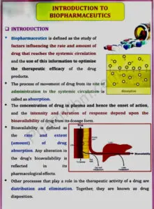 Biopharmaceutics & Pharmacokinetics : Unit 1 Notes : Bpharm