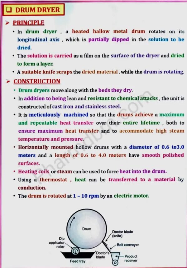 Pharmaceutical Engineering 1 : Unit 3 Notes : Bpharm