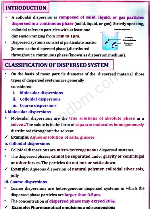 Physical Pharmaceutics 2 : Unit 1 Notes : Semester 4 : Bpharm