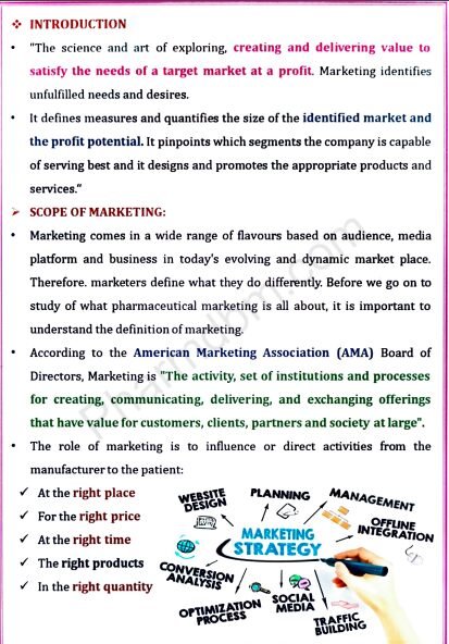 Pharma Marketing Management : Unit 1 Notes : Bpharm